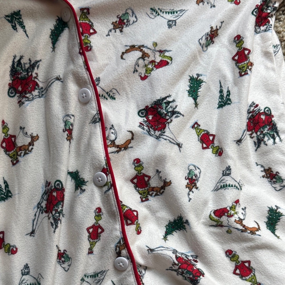 Grinch PJ Set - White with Red and Green Accents - Picture 3 of 5